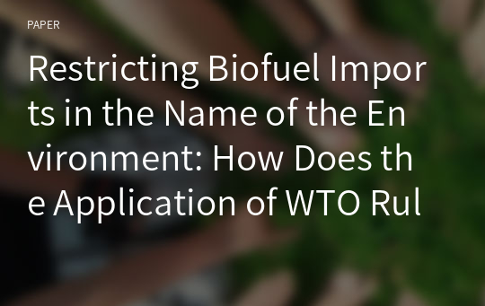 Restricting Biofuel Imports in the Name of the Environment: How Does the Application of WTO Rules Affect Developing Countries?