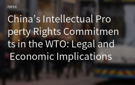 China’s Intellectual Property Rights Commitments in the WTO: Legal and Economic Implications