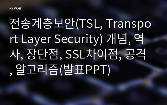 전송계층보안(TSL, Transport Layer Security) 개념, 역사, 장단점, SSL차이점, 공격, 알고리즘(발표PPT)