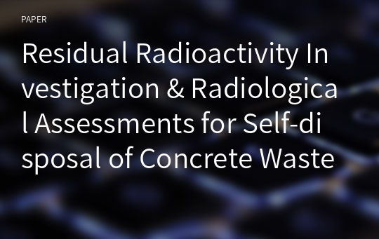 Residual Radioactivity Investigation &amp; Radiological Assessments for Self-disposal of Concrete Waste in Nuclear Fuel Processing Facility