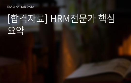 [합격자료] HRM전문가 핵심 요약