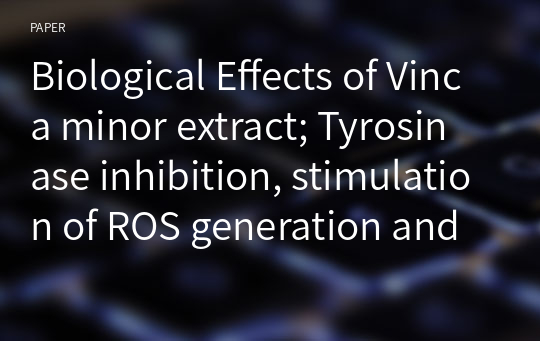 Biological Effects of Vinca minor extract; Tyrosinase inhibition, stimulation of ROS generation and increasement of cell migration activity in keratinocytes
