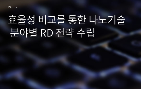 효율성 비교를 통한 나노기술 분야별 RD 전략 수립