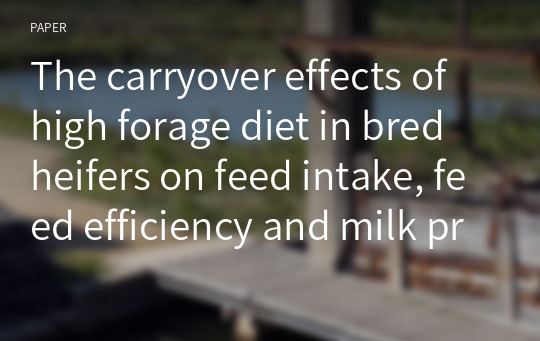 The carryover effects of high forage diet in bred heifers on feed intake, feed efficiency and milk production of primiparous lactating Holstein cows