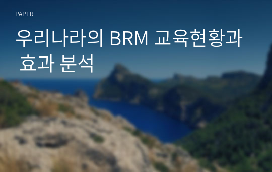 우리나라의 BRM 교육현황과 효과 분석