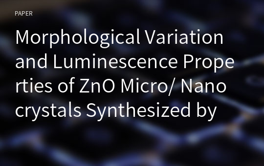 Morphological Variation and Luminescence Properties of ZnO Micro/ Nanocrystals Synthesized by Thermal Evaporation Method