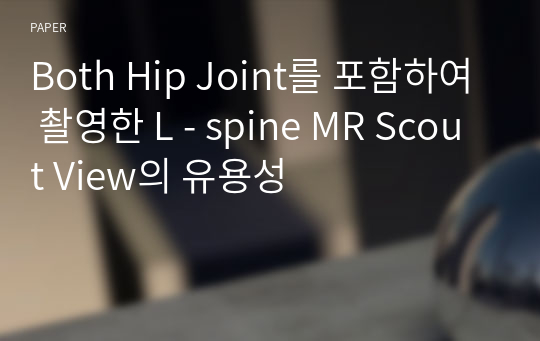 Both Hip Joint를 포함하여 촬영한 L - spine MR Scout View의 유용성