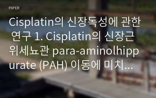 Cisplatin의 신장독성에 관한 연구 1. Cisplatin의 신장근위세뇨관 para-aminolhippurate (PAH) 이동에 미치는 영향