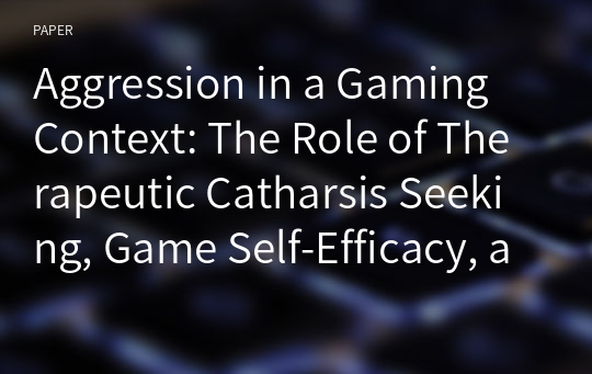 Aggression in a Gaming Context: The Role of Therapeutic Catharsis Seeking, Game Self-Efficacy, and Big Five Personality Traits