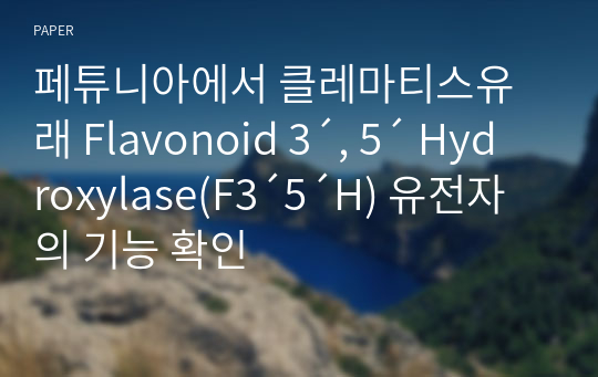 페튜니아에서 클레마티스유래 Flavonoid 3´, 5´ Hydroxylase(F3´5´H) 유전자의 기능 확인