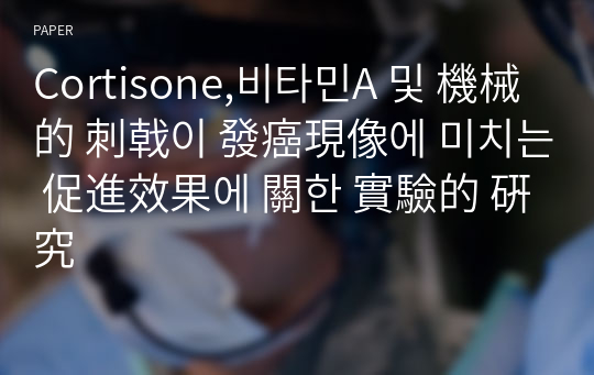 Cortisone,비타민A 및 機械的 刺戟이 發癌現像에 미치는 促進效果에 關한 實驗的 硏究