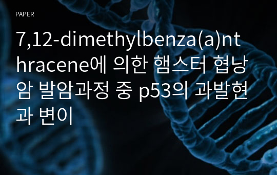 7,12-dimethylbenza(a)nthracene에 의한 햄스터 협낭암 발암과정 중 p53의 과발현과 변이