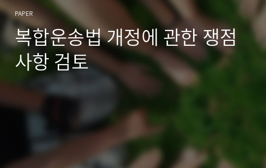 복합운송법 개정에 관한 쟁점사항 검토