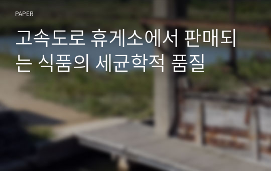 고속도로 휴게소에서 판매되는 식품의 세균학적 품질