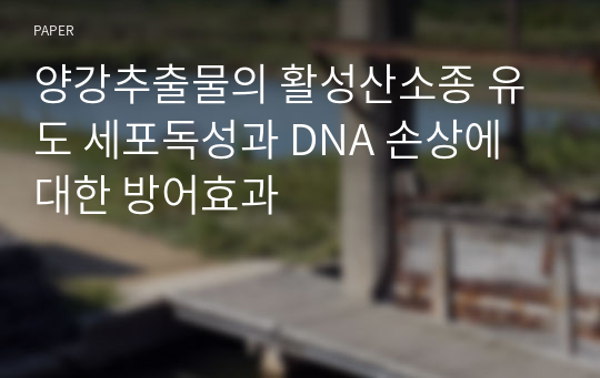 양강추출물의 활성산소종 유도 세포독성과 DNA 손상에 대한 방어효과