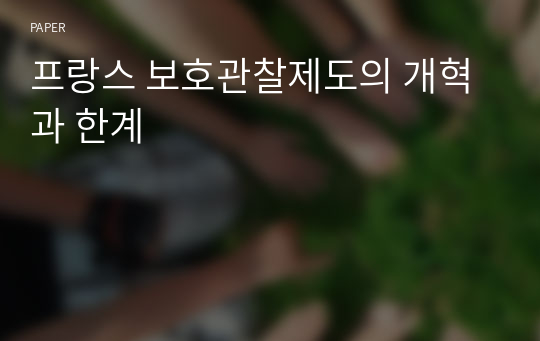 프랑스 보호관찰제도의 개혁과 한계