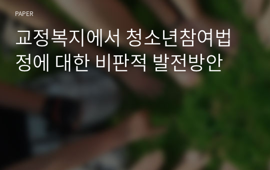 교정복지에서 청소년참여법정에 대한 비판적 발전방안