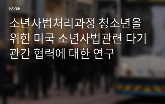 소년사법처리과정 청소년을 위한 미국 소년사법관련 다기관간 협력에 대한 연구