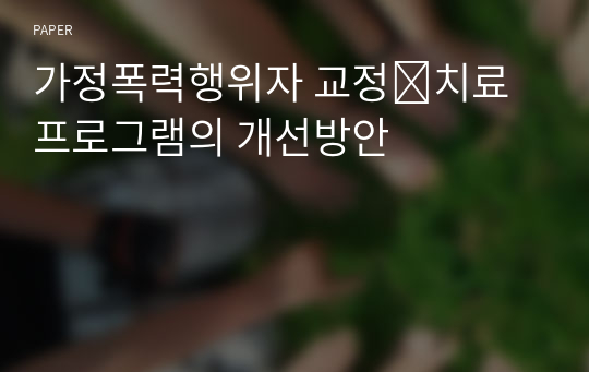 가정폭력행위자 교정․치료프로그램의 개선방안