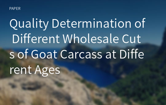 Quality Determination of Different Wholesale Cuts of Goat Carcass at Different Ages
