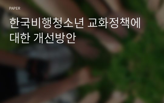 한국비행청소년 교화정책에 대한 개선방안