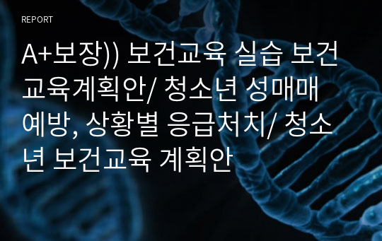 A+보장)) 보건교육 실습 보건교육계획안/ 청소년 성매매 예방, 상황별 응급처치/ 청소년 보건교육 계획안