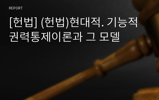 [헌법] (헌법)현대적. 기능적 권력통제이론과 그 모델