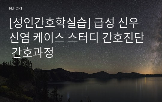 [성인간호학실습] 급성 신우신염 케이스 스터디 간호진단 간호과정