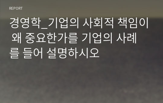 경영학_기업의 사회적 책임이 왜 중요한가를 기업의 사례를 들어 설명하시오