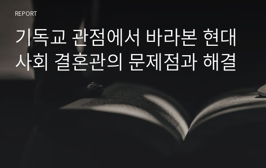 기독교 관점에서 바라본 현대사회 결혼관의 문제점과 해결