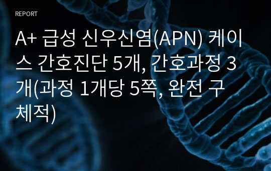 A+ 급성 신우신염(APN) 케이스 간호진단 5개, 간호과정 3개(과정 1개당 5쪽, 완전 구체적)