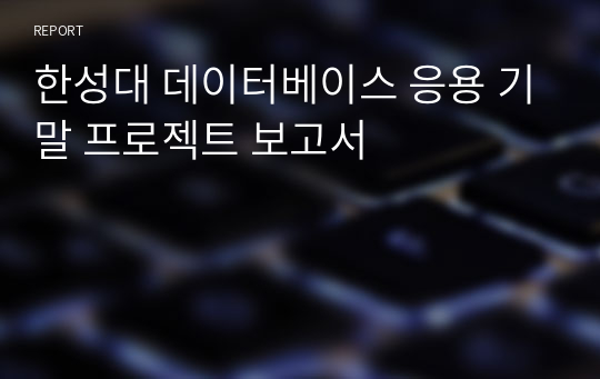 한성대 데이터베이스 응용 기말 프로젝트 보고서