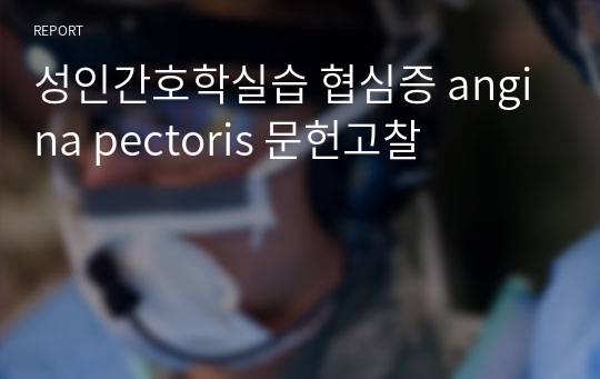 성인간호학실습 협심증 angina pectoris 문헌고찰