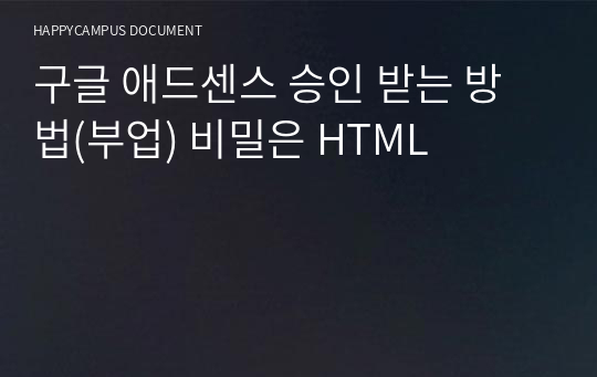 구글 애드센스 승인 받는 방법(부업) 비밀은 HTML