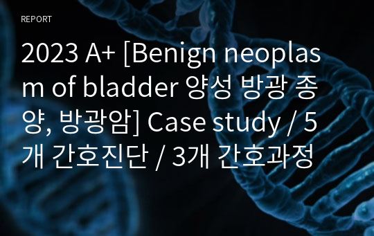 2023 A+ [Benign neoplasm of bladder 양성 방광 종양, 방광암] Case study / 5개 간호진단 / 3개 간호과정