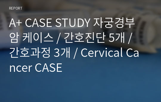 A+ CASE STUDY 자궁경부암 케이스 / 간호진단 5개 / 간호과정 3개 / Cervical Cancer CASE