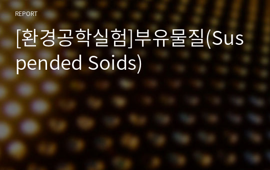 [환경공학실험]부유물질(Suspended Soids)