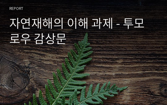 자연재해의 이해 과제 - 투모로우 감상문