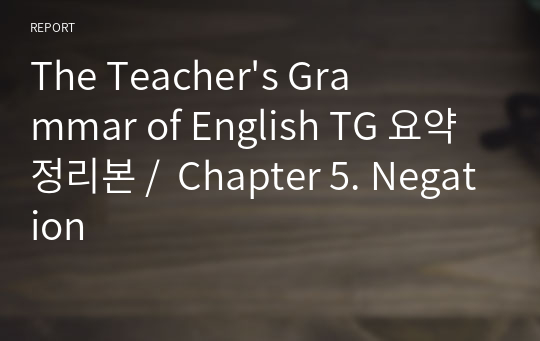 The Teacher&#039;s Grammar of English TG 요약정리본 /  Chapter 5. Negation