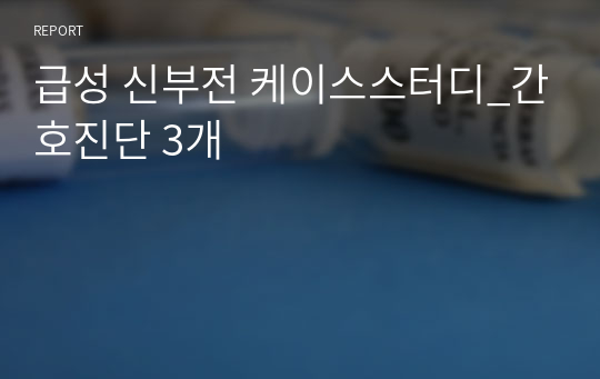 성인간호학 급성 신부전(AKI) 케이스스터디_문헌고찰 + 간호진단 3개