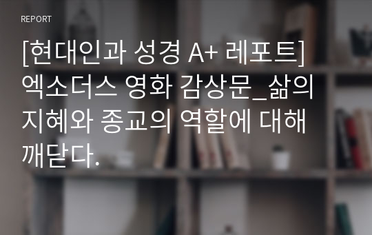 [현대인과 성경 A+ 레포트] 엑소더스 영화 감상문_삶의 지혜와 종교의 역할에 대해 깨닫다.