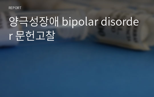 양극성장애 bipolar disorder 문헌고찰