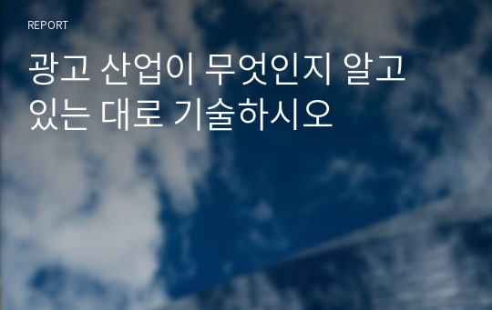 광고 산업이 무엇인지 알고 있는 대로 기술하시오