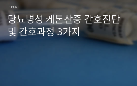 당뇨병성 케톤산증 간호진단 및 간호과정 3가지