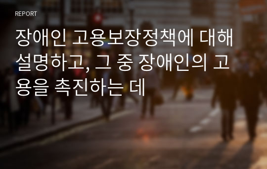 장애인 고용보장정책에 대해 설명하고, 그 중 장애인의 고용을 촉진하는 데