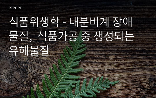 식품위생학 - 내분비계 장애물질,  식품가공 중 생성되는 유해물질