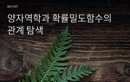 양자역학과 확률밀도함수의 관계 탐색