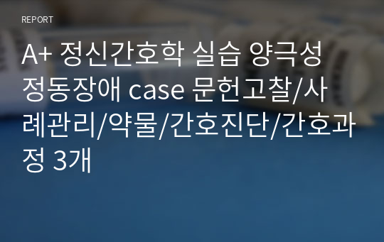 A+ 정신간호학 실습 양극성정동장애 case 문헌고찰/사례관리/약물/간호진단/간호과정 3개