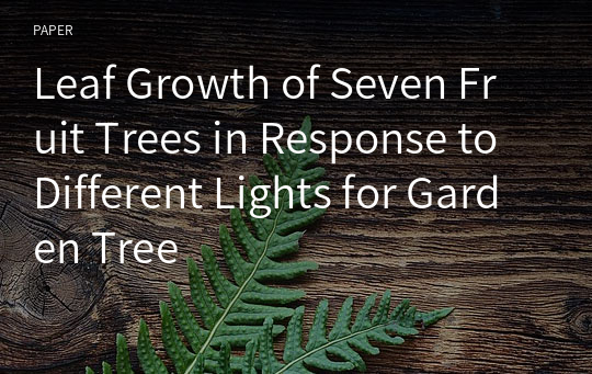Leaf Growth of Seven Fruit Trees in Response to Different Lights for Garden Tree