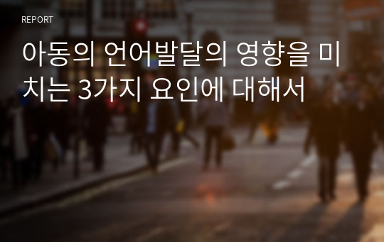 아동의 언어발달의 영향을 미치는 3가지 요인에 대해서